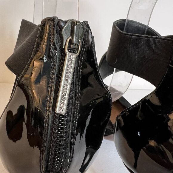 Donald J Pliner Prime Black Patent Leather & Suede Strappy Pointed Toe Pumps - Picture 6 of 9